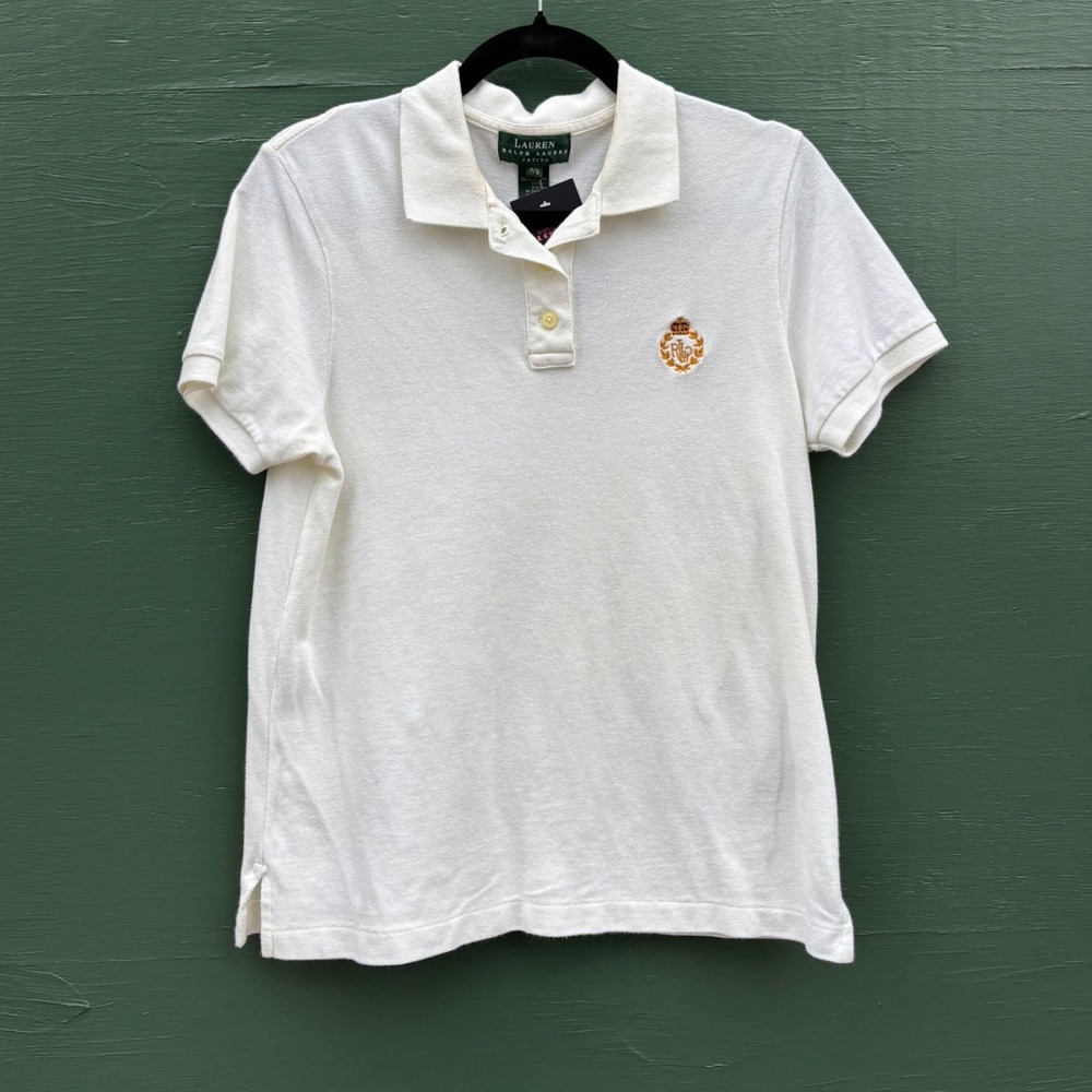 Ralph Lauren White Cotton Pique Crest Polo Shirt 90s Vintage S Preppy Tennis - Picture 2 of 5